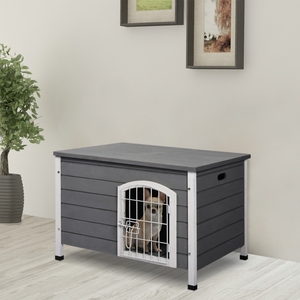 Grosir rumah anjing kayu luar ruangan Modern dengan penutup tombol tahan cuaca dan pemasangan mudah kandang kucing hewan kecil - Product Image 5