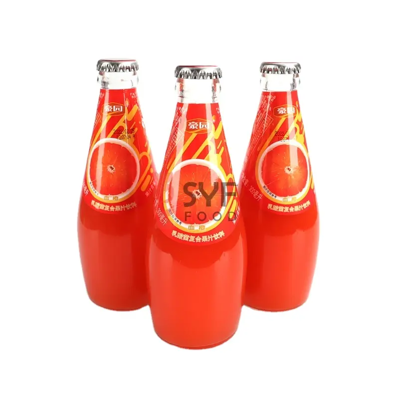 Produttori di bevande OEM bottiglia di vetro personalizzata sapore di arancia di sangue lactobacillus Mix bevanda di succo di frutta 300ml