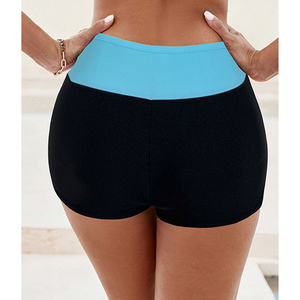 Nouveaux shorts de bain boxer taille haute pour femmes - Logo personnalisé Coupe ajustée Minimaliste Color-block Cordon de serrage Shorts de plage décontractés - Product Image 3