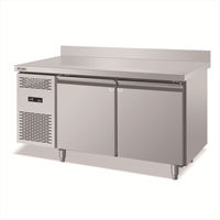 Réfrigérateur et congélateur électriques SURRI pour cuisine commerciale, sous comptoir, à double porte, avec dégivrage automatique, et table de préparation plate