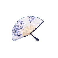 Éventail pliant en bambou de style chinois ancien HZ pour femmes, motif fleur de pêcher, petit artisanat pour accessoires de photographie, rétro classique