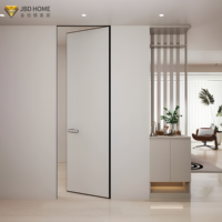 Porte intérieure moderne en aluminium et bois sans cadre, minimaliste, insonorisée, imperméable, pour salon, salle à manger, hôtel, usage extrêmement intensif