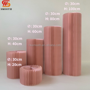 Ensemble de piliers de présentation ronds côtelés de différentes hauteurs, vert émeraude foncé, pour centre de table de mariage et support à desserts - Product Image 3