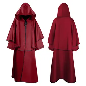 Medieval Cloak Hooded Robe Long Sleeve Wizard Cloak Guide Halloween Cloak