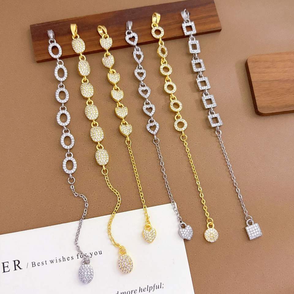 Resoul 18k gold plated copper jewelry link chain pendant cubic zirconia ...