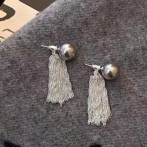 Niche Retro Female Design Pearl Chain Tassel <b>Earrings</b> Versatile <b>Fashion</b> <b>Drop</b> <b>Earrings</b> with Diverse Temperament - Product Image 3