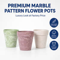 Pot Tanaman Taman Modern Motif Marmer, Ringan dengan Tekstur Batu, untuk Sukulen dan Penggunaan Pembibitan Tanaman Hias