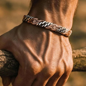 Two-color Luxury Adjustable Cuff Bracelets Customized Twisted Pure <b>Copper</b> Wire Wrap Fashionable for Women and <b>Men</b> - Product Image 1
