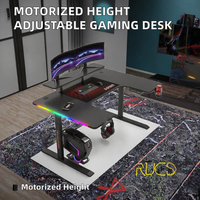 Bureau de jeu motorisé réglable en hauteur et extensible avec panneau métallique, table d'ordinateur OEM ODM pour configuration PC