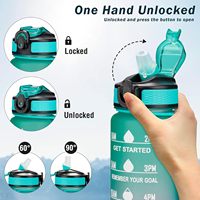 Bouteille d'eau sport en plastique grande capacité 1000 ml pour activités de plein air, avec paille graduée, couleur dégradée et logo, pour l'export.
