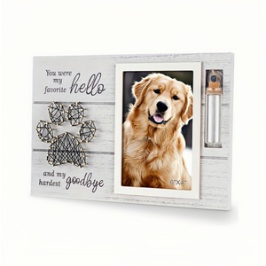 Pet anıt hediye resim çerçevesi köpek ahşap Pet saç hatıra hediye kaybı köpek kedi fotoğraf Kickstand - Product Image 4