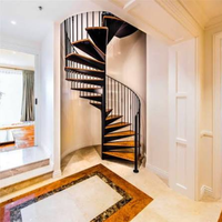 Escalier en colimaçon préfabriqué, design circulaire, gain de place, décoratif, intérieur, blanc, noir, acier, kit d'escalier en colimaçon, marches en bois