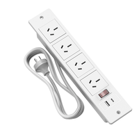 Multiprise encastrable de bureau avec 4 prises CA, ports USB-A et USB-C, interrupteur et protection contre les surcharges pour mobilier de bureau