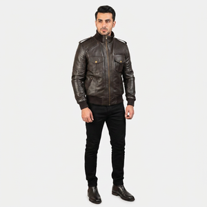 Nouvelle Arrivée Blouson Bomber en Cuir Véritable Style Urbain Respirant et Enduit pour Homme – Tendance Hiver Coupe-Vent - Product Image 1
