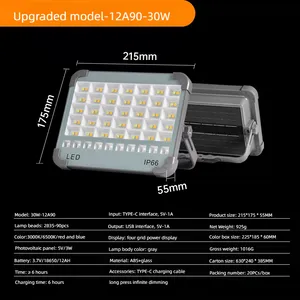 Wholesale Handheld Portable Solar Outdoor Waterproof LED Emergency Charging Floodlights For Night Markets And Street Stalls