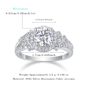 แหวนเงินแท้ RTS S925 ประดับ<span class=keywords><strong>เพชร</strong></span><span class=keywords><strong>โม</strong></span>อิสซาไนต์ 1 กะรัต แหวน<span class=keywords><strong>เพชร</strong></span>เต็มวงสำหรับผู้หญิง ผู้ผลิตเครื่องประดับหมั้น R231113327-65 - Product Image 6