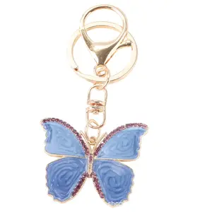 Çok renkli özel kristal kelebek anahtarlık araba için kadın çantası çanta toka anahtarlık anahtarlık altın kolye çekicilik anahtarlık