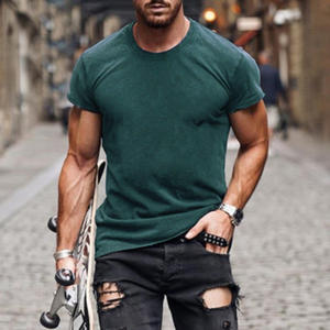 T-shirt décontracté pour homme en jersey 100 % coton, col rond, manches courtes, uni, respirant et à séchage rapide, marque OEM - Product Image 3