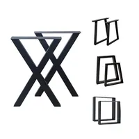Industrial Black Square Tube X Shape Frame Metal Coffee Table Leg