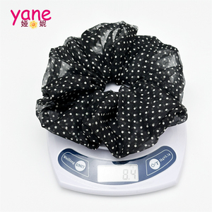Ikat Rambut Besar Motif Polkadot Gaya Prancis, Tali Rambut Wanita, Karet Rambut Elastis Tinggi untuk Kuncir Kuda - Product Image 3