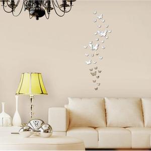 <b>Mirror</b> Butterfly Wall Stickers 30 Pieces <b>Silver</b> Black Acrylic Modern Home Decor Bedroom Entryway DIY Decoration - Product Image 5