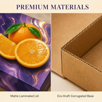 Premium oranje geschenkdoos met draagtas paarse marmerprint op maat gemaakte kartonnen fruitverpakking groothandel