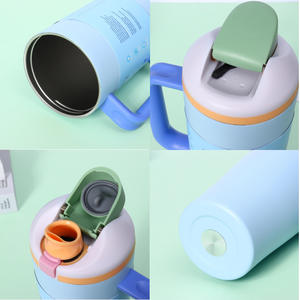 <span class=keywords><strong>Gobelet</strong></span> isotherme en acier inoxydable de 40 oz avec poignée et paille |   Mug de voyage isotherme à double couvercle pour le camping, la randonnée, les activités de plein air, style <span class=keywords><strong>bohème</strong></span> - Product Image 2