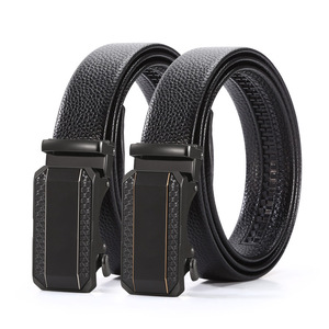 <span class=keywords><strong>Ceinture</strong></span> en cuir de vachette véritable pour homme avec boucle automatique en alliage, durable, rayée, longueur personnalisable, polyvalente, pour costume d'affaires et pantalon jeune - Product Image 1