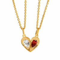 Collier Cœur Assorti en Argent Sterling 925 Gemnel, Plaqué Or 18K, Zircon Taillé Poire, Ensemble de Bijoux, Vente en Gros OEM