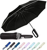 Parapluie de voyage compact personnalisé OVIDA, 10 baleines, coupe-vent, protection UV, anneau réfléchissant, poignée, vente en gros