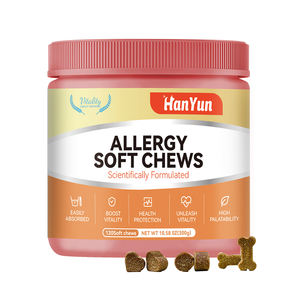 อาหารเสริมบรรเทาอาการแพ้ของสัตว์เลี้ยงที่มีรากโอเมก้าและมาร์ชเมลโล่เพื่อปรับปรุงภูมิคุ้มกันและสุขภาพผิวในการเคี้ยวแบบนุ่มของสุนัข - Product Image 1