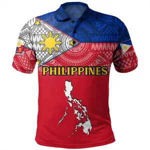 Estate filippine mappa e bandiera di colore stile sport asciutto Golf T Shirt all'ingrosso poliestere personalizzato filippine Polo da uomo
