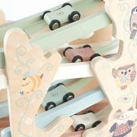 Pista de madera con coche deslizante, juguete educativo infantil de inercia sedosa de cuatro capas, coche volador estable, sin vuelcos, seguro y ecológico.