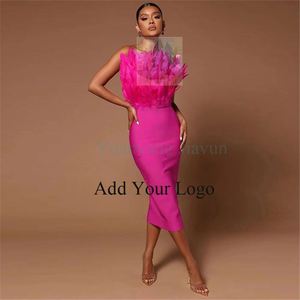 Fourrure haut de gamme tempérament <span class=keywords><strong>robe</strong></span> de pansement pour les femmes 2023 nouvelle <span class=keywords><strong>robe</strong></span> à la mode <span class=keywords><strong>mi</strong></span>-<span class=keywords><strong>longue</strong></span> avec autruche sans bretelles - Product Image 4