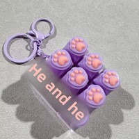 Keycaps rose patte de chat Macaron pour clavier mécanique quatre touches, pendentif porte-clés anti-stress
