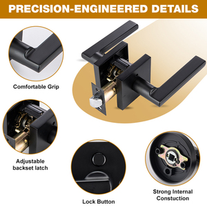 Nhiệm vụ nặng nề cửa đòn bẩy xử lý Matte đen khóa xử lý vuông khóa cửa - Product Image 3