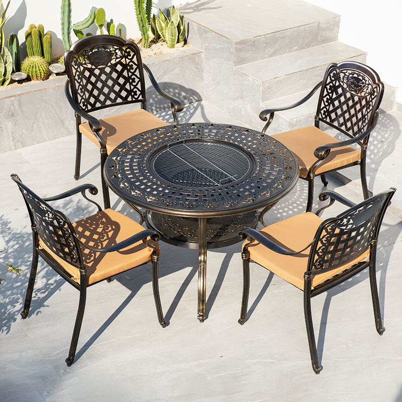 6 chaises + table de barbecue de 107 cm