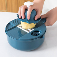 SY 12 in 1 Fruit- en groentegereedschap keuken gadgets snijder snijmachine draaibare multifunctionele snijder met afdruipbak