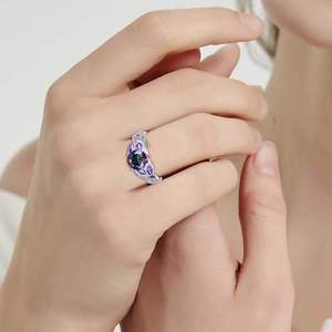 Anillo de compromiso romántico con forma de flor en plata S925 con circonita para mujer, engaste pavé, montura de puntas, chapado en rodio. - Product Image 4