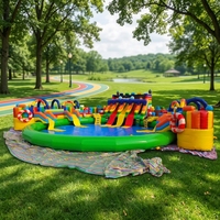 Parc aquatique gonflable écologique avec toboggan et piscine, aire de jeux aquatique extérieure commerciale, matériau PVC, taille et couleur personnalisables