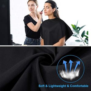 Robe de barbier imperméable en polyester pour adultes avec logo personnalisé, robe de beauté pour le maquillage, cape de salon noire pour filles - Product Image 3