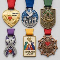 Medallas de Reconocimiento Personalizadas de Aleación de Zinc 3D para Servicio Comunitario, Voluntariado y Premios con Cinta para Regalos Benéficos