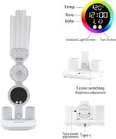 Lampu Meja LED Modern 6-in-1, Dapat Dilipat, Dilengkapi Kipas, Jam, Tanggal, Temperatur, Tempat Pena, 3 Warna Cahaya, Lampu Baca dengan Fitur Peredupan