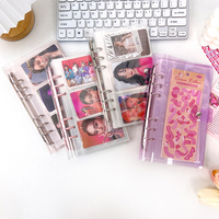 Classeur à anneaux A6 en PVC transparent imperméable avec paillettes colorées, classeur à budget à 6 anneaux avec pochettes photo en PP