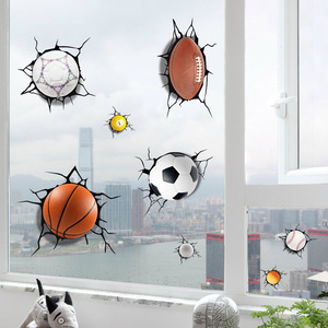Pegatinas de vinilo con diseño de pelota deportiva para pared en 3D, decoración para habitación de niños, 50x70, para dormitorio infantil, diseño de dibujos animados - Product Image 4