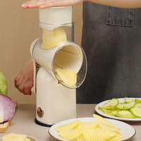 Coupe-légumes manuel rotatif de style rétro, manivelle manuelle, base antidérapante, 5 lames remplaçables pour râper et trancher le fromage en cuisine