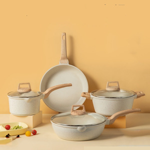 <span class=keywords><strong>Set</strong></span> di 10 Pezzi di Utensili da Cucina in Alluminio Antiaderente <span class=keywords><strong>Padelle</strong></span> a Fondo Piatto Vaporiera con Coperchio in Vetro Spatola per Cucinare Tutto in Metallo - Product Image 2