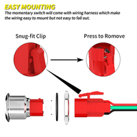 Interrupteur à bouton-poussoir en métal 19mm DaierTek LED étanche, 4Pin momentané OFF-(ON), pour voiture/marine/industriel (IP67, 12V/24V)