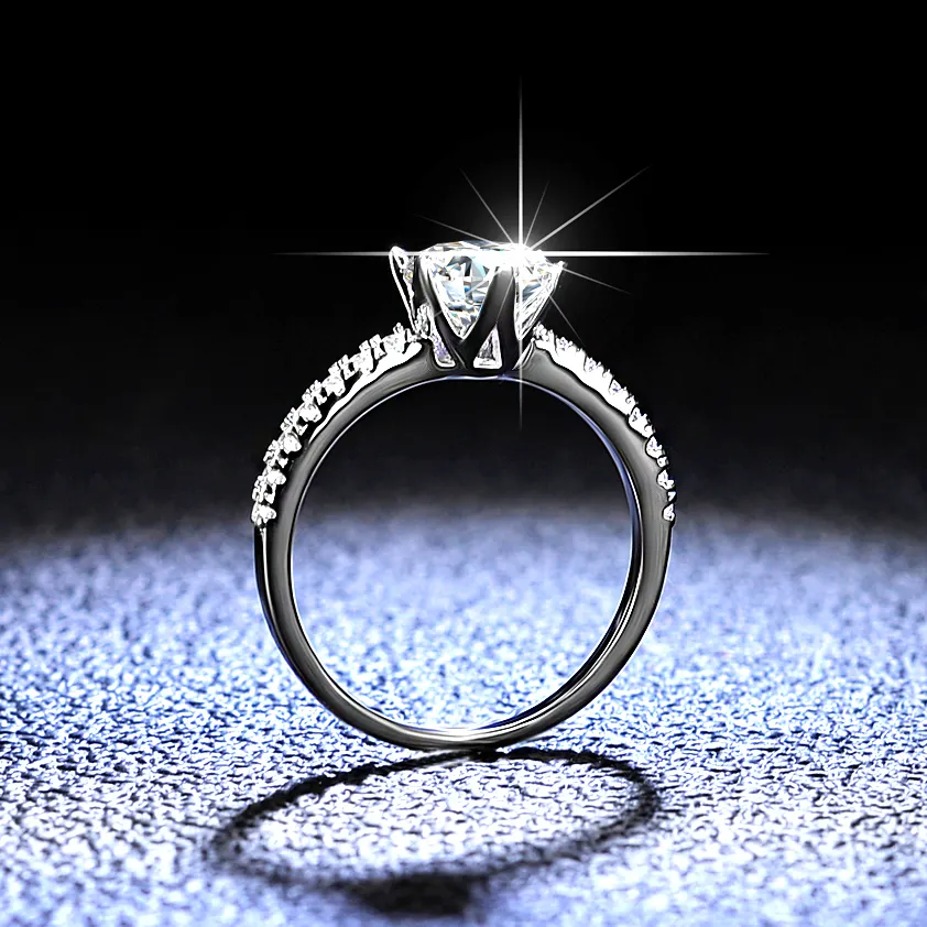 Individueller anpassbarer modeschmuck D-Farbe VVS Moissanit-Ringe S925 Sterlingsilber rundgeschnitten Hochzeit Großhandelspreis Ringe