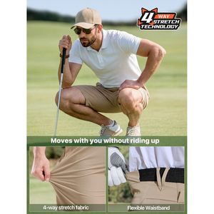 FOXA Pantalones cortos de golf para hombre, ligeros, elásticos, de secado rápido, 5 bolsillos, informales, para el trabajo y los viajes - Product Image 3